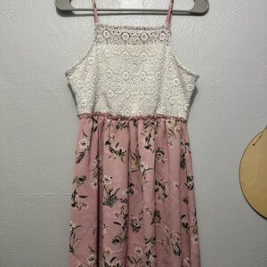 Floral Pink and White Women Dress